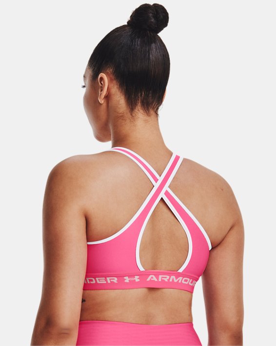 Damen Sport-BH Armour® Mid Crossback, Pink, pdpMainDesktop image number 4